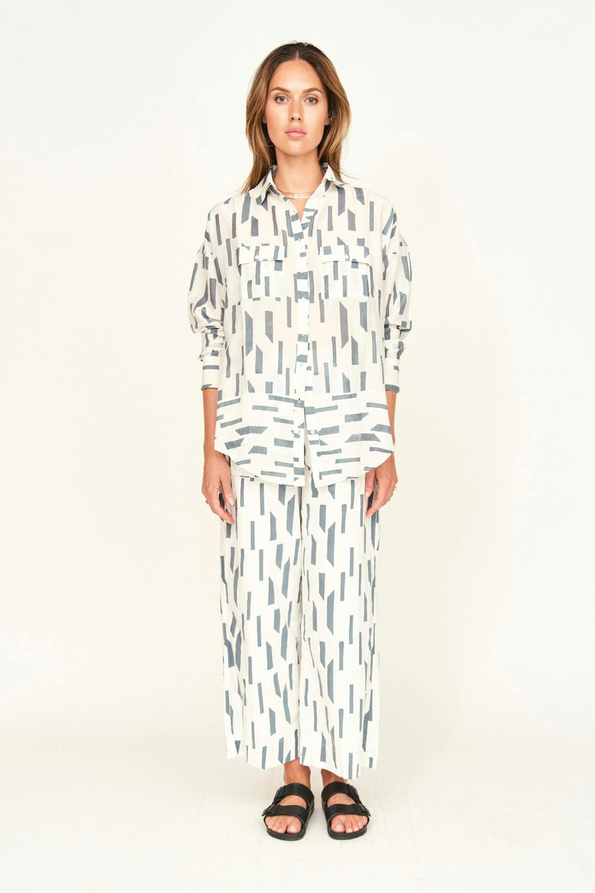 Kyoto Shirt in White Rainfall