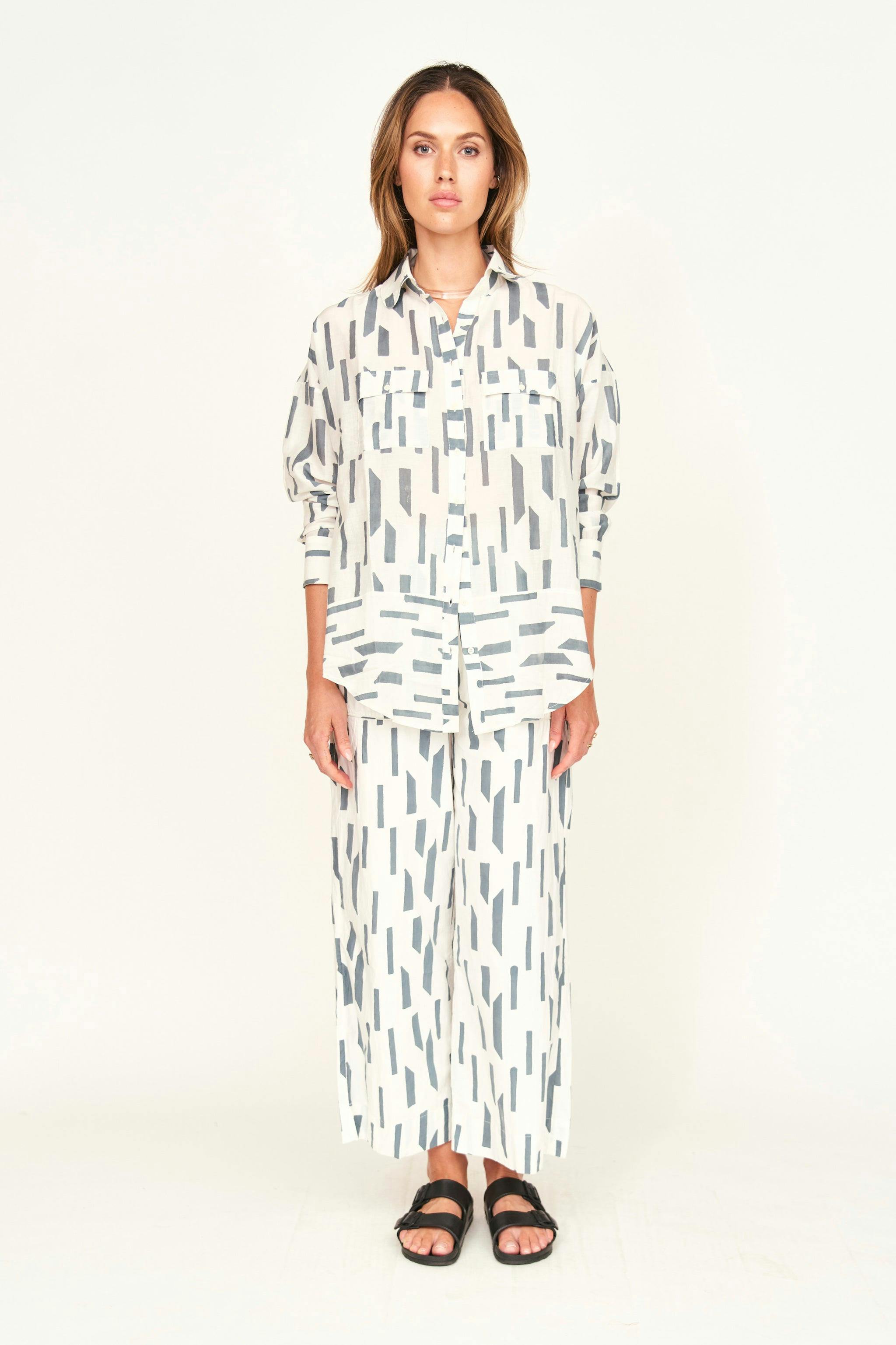 Kyoto Shirt in White Rainfall