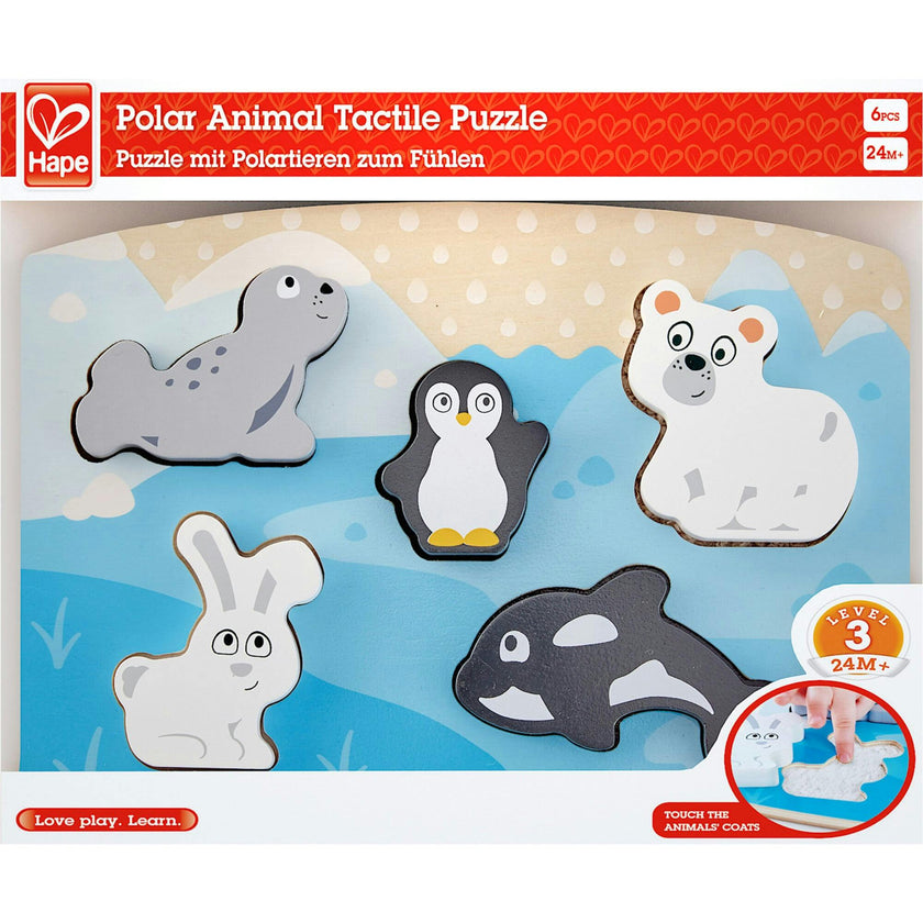 Hape: Polar Animal Tactile Puzzle&nbsp;- 6pc Wooden Sensory Toy