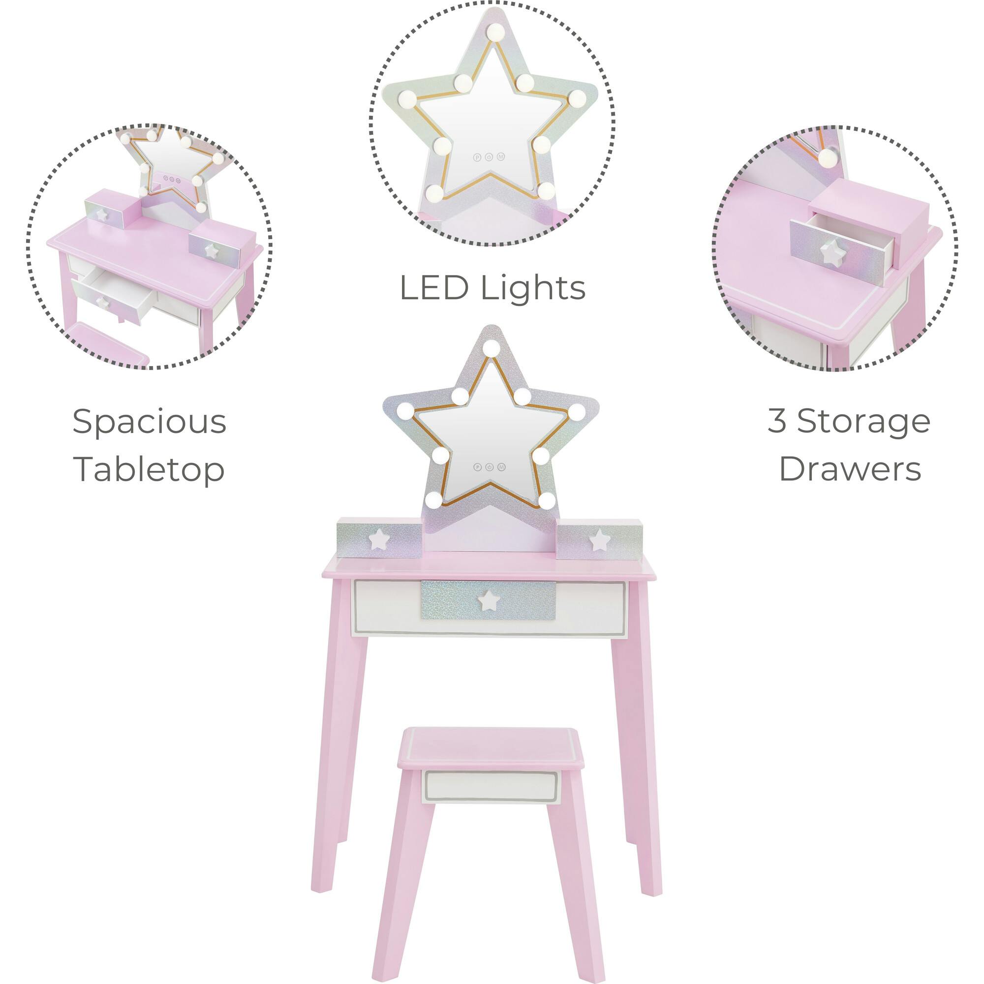 Little Princess Star Vanity with LED Illuminated Mirror