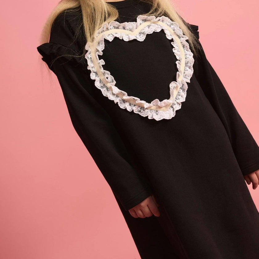 Lace Heart Dress Black
