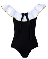 Josie Contrast Ruffle On & Off-Shoulder Bow Swimsuit