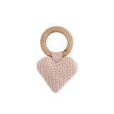 Cream Pique Blanket and Blush Heart Rattle, Set