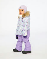 Baby Snug One Piece Snowsuit Adapted For Car Seats Purple Printed Mini Flowers