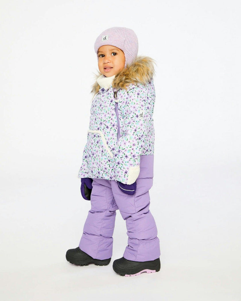 Baby Snug One Piece Snowsuit Adapted For Car Seats Purple Printed Mini Flowers