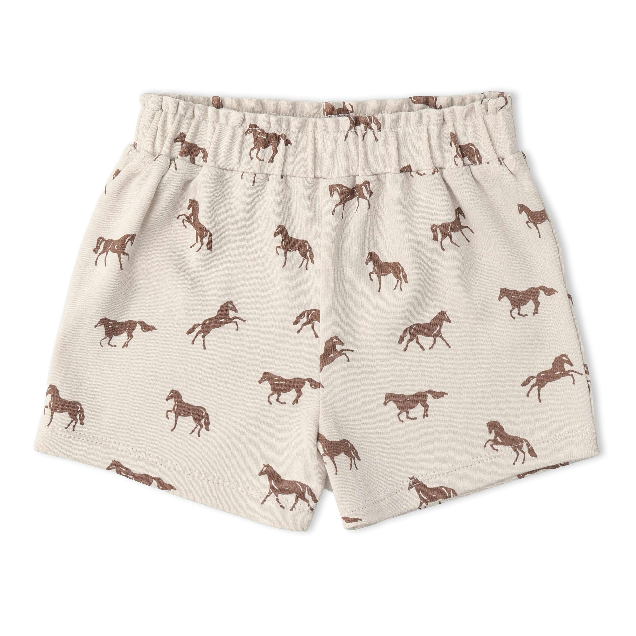 Organic Drop Shoulder Tee & Shorts Set - Horses