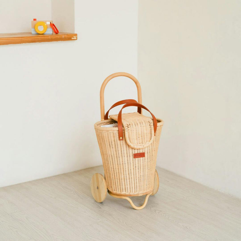 Handcrafted - Eric Kids Shopping Trolley - Rattan Wicker