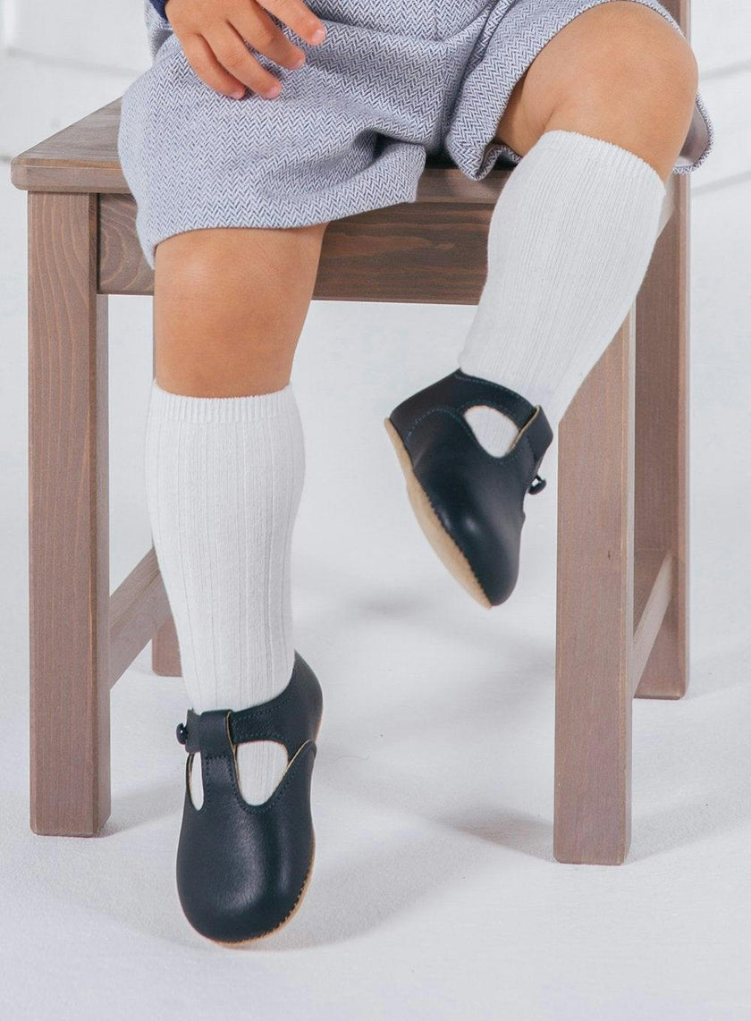Baby Ribbed Knee High Socks in Winter White