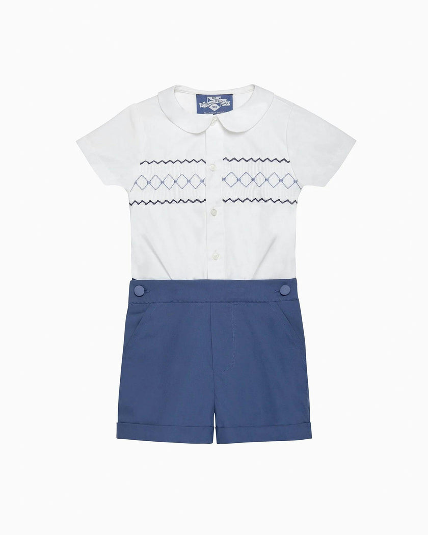 The Rupert Smocked Set in French Navy