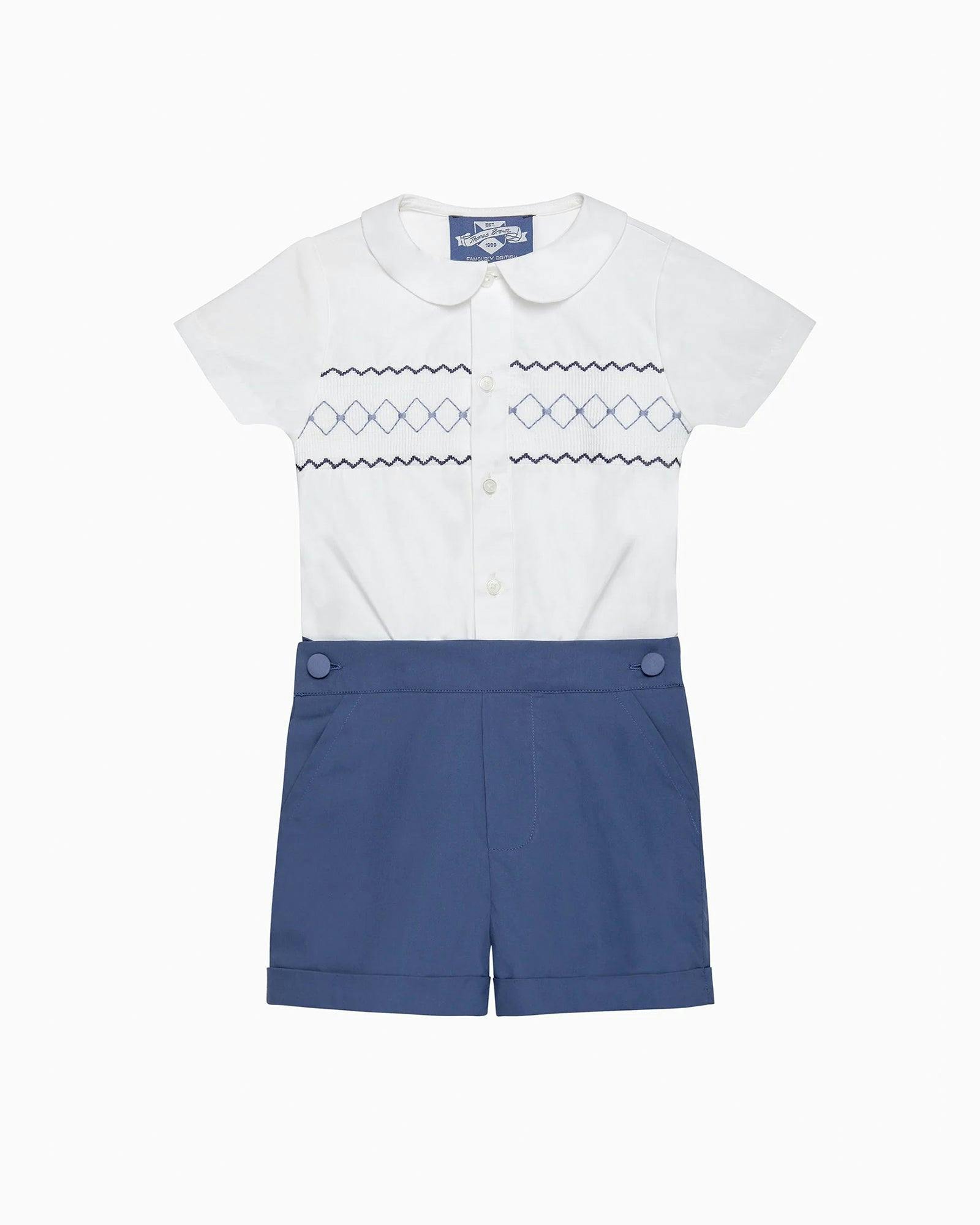 The Rupert Smocked Set in French Navy