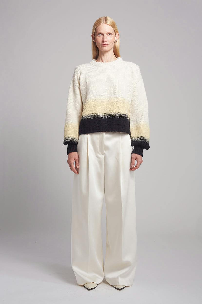 SONIA COLOR-BLOCK SWEATER | IVORY/BUTTER/BLACK