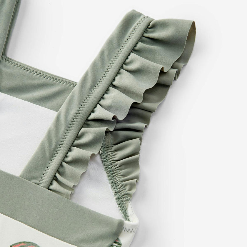 Mint Lobster Ruffle Square Neck Swimsuit