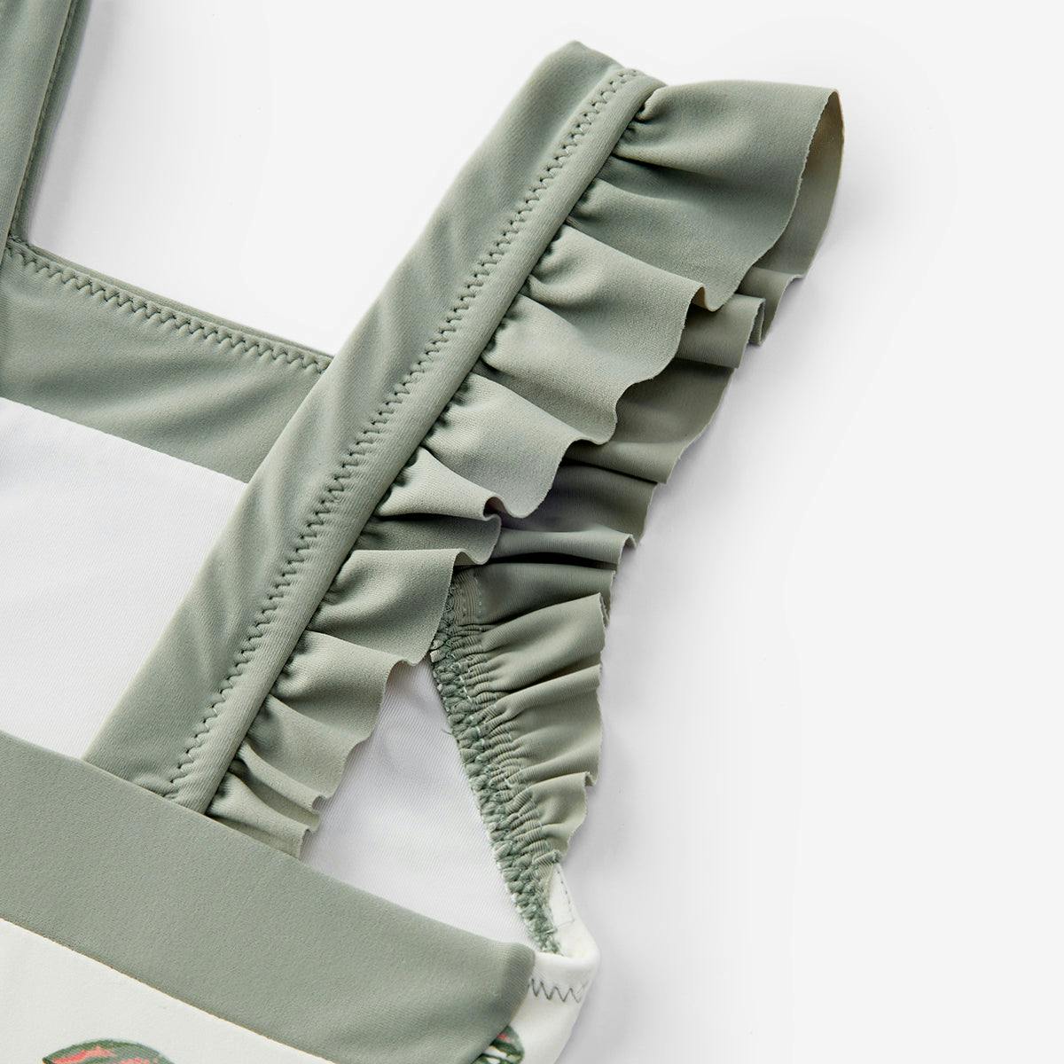 Mint Lobster Ruffle Square Neck Swimsuit
