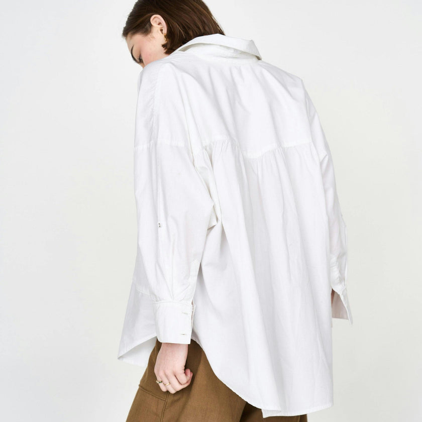 Women's Kyoto Poplin Long Sleeve Oversized Blouse, White