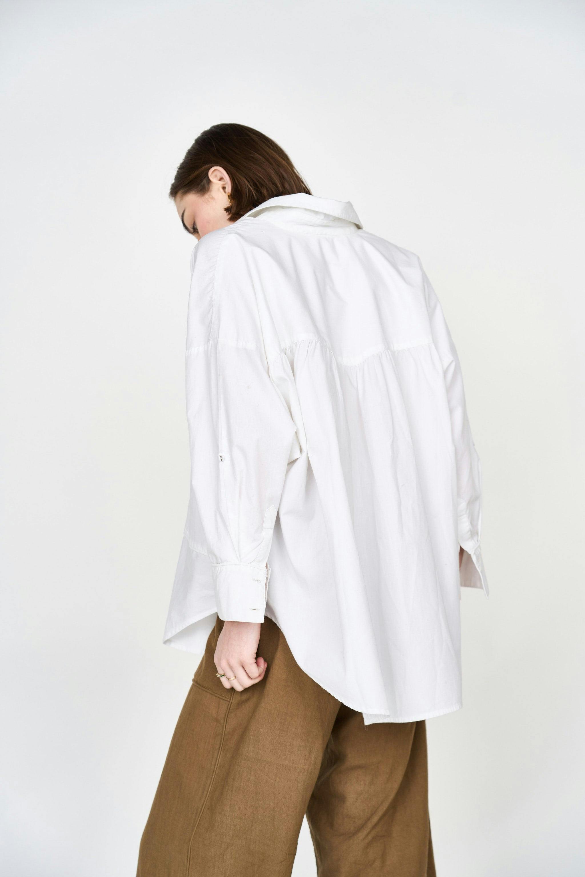 Women's Kyoto Poplin Long Sleeve Oversized Blouse, White