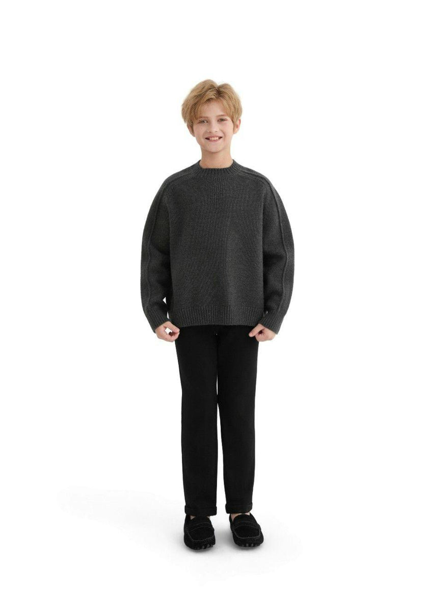 Dark Gray Ribbed Crewneck Sweater