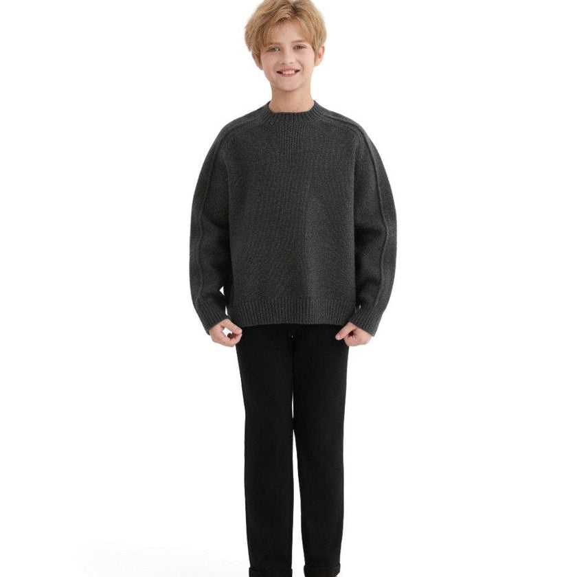 Dark Gray Ribbed Crewneck Sweater