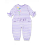 Stripe Knit Longall With Heart Flowers