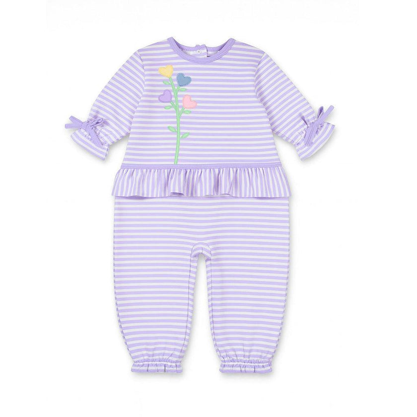 Stripe Knit Longall With Heart Flowers