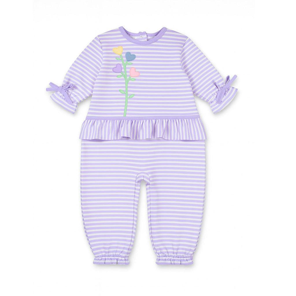 Stripe Knit Longall With Heart Flowers