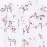 I Love Horses - 2 Way Ruffle Back Zipper Footie