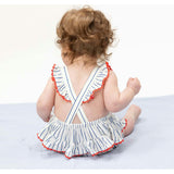 Baseball Stripe - Ric Rac Ruffle Sunsuit
