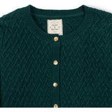 Organic Herringbone Stitch Cardigan Sweater, Green