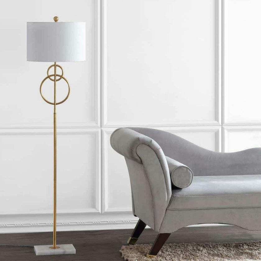 Haines 60" Modern Circle Marble/Metal LED Floor Lamp