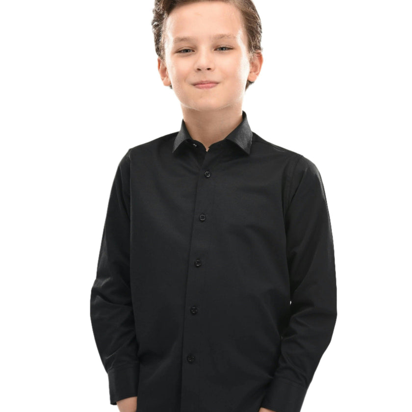 Black Solid Dress Shirt