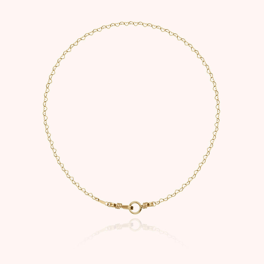 Women's Linked Hearts Chain Necklace, Yellow Gold