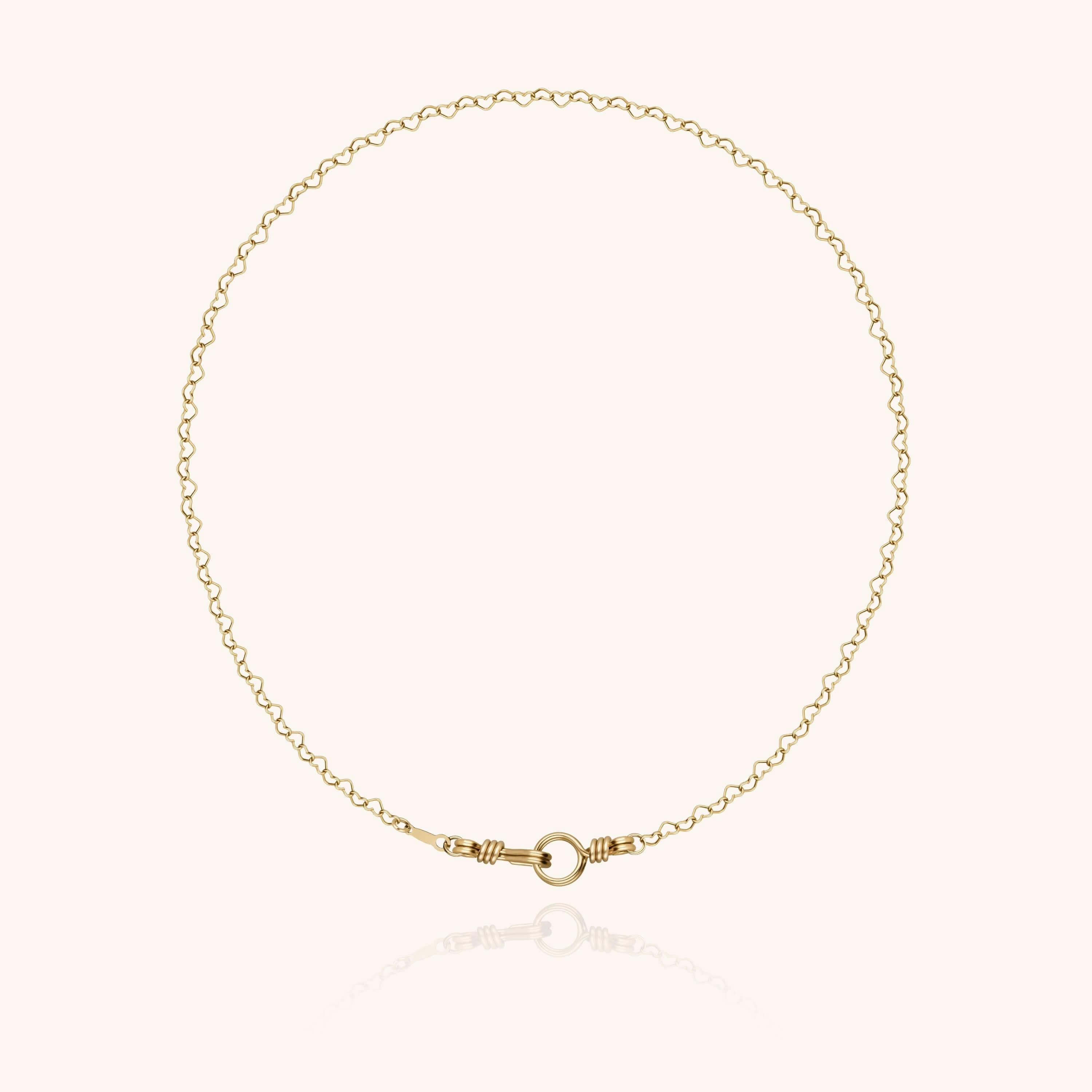Women's Linked Hearts Chain Necklace, Yellow Gold