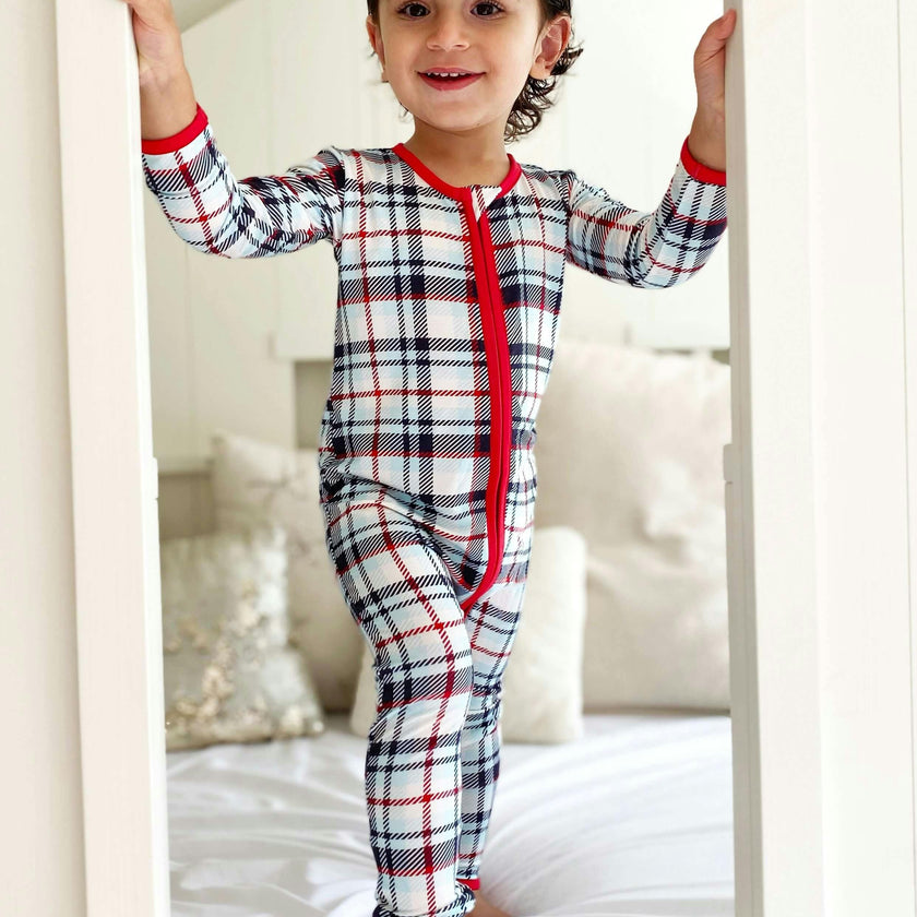 Original Holiday Plaid Bamboo Convertible Footie