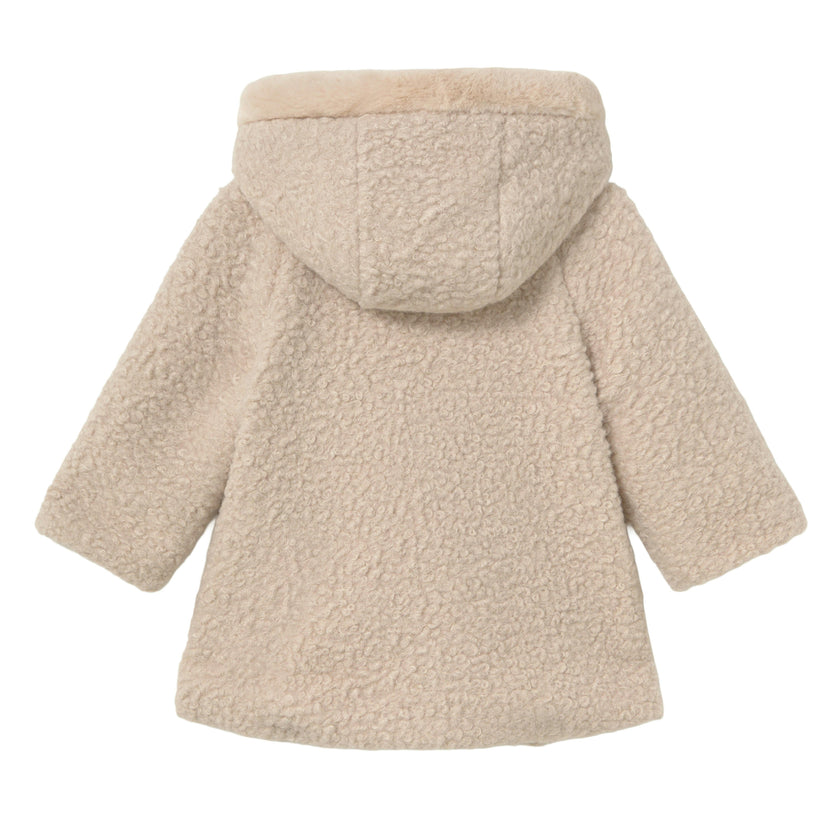 Beige Terry Hooded Coat