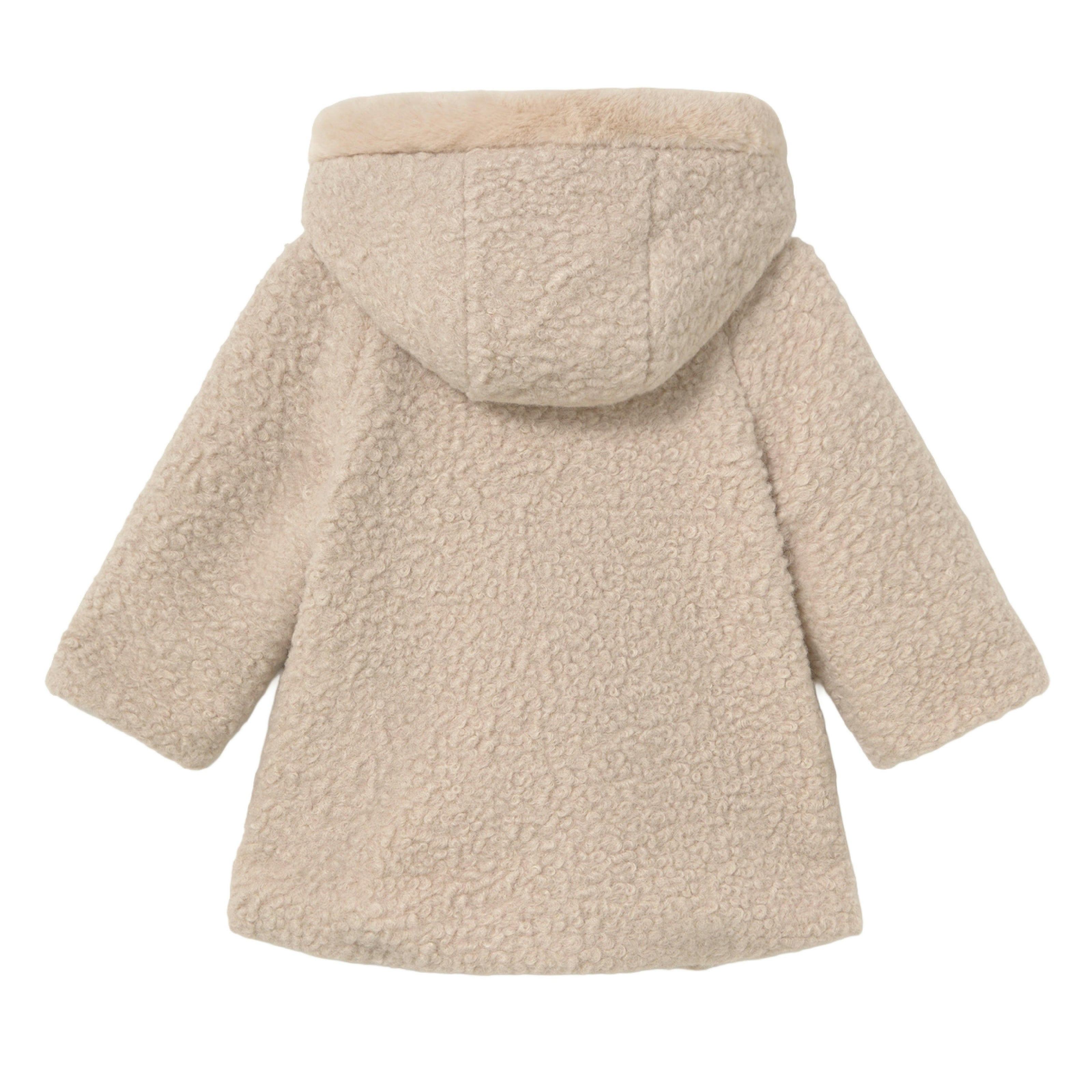Beige Terry Hooded Coat