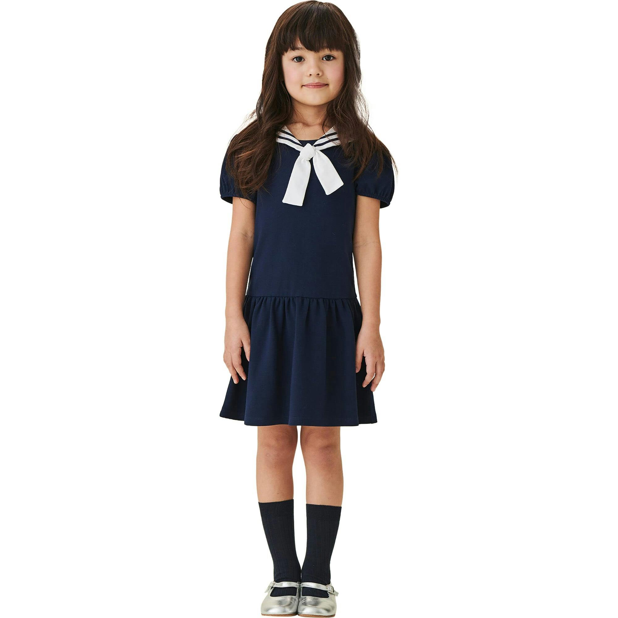 Navy Crisanta Girl Nautical Drop Waist Dress
