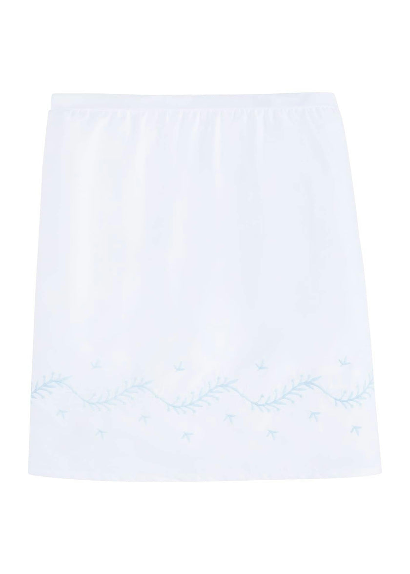 Embroidered Crib Skirt - Sky