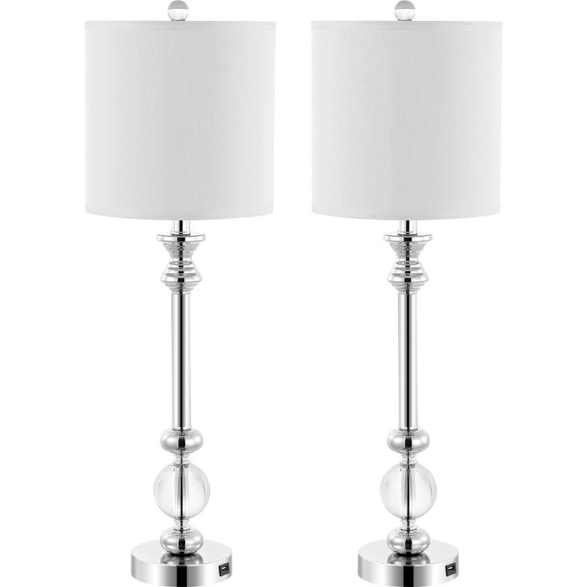 Erica Crystal Candlestick Lamps With USB Port