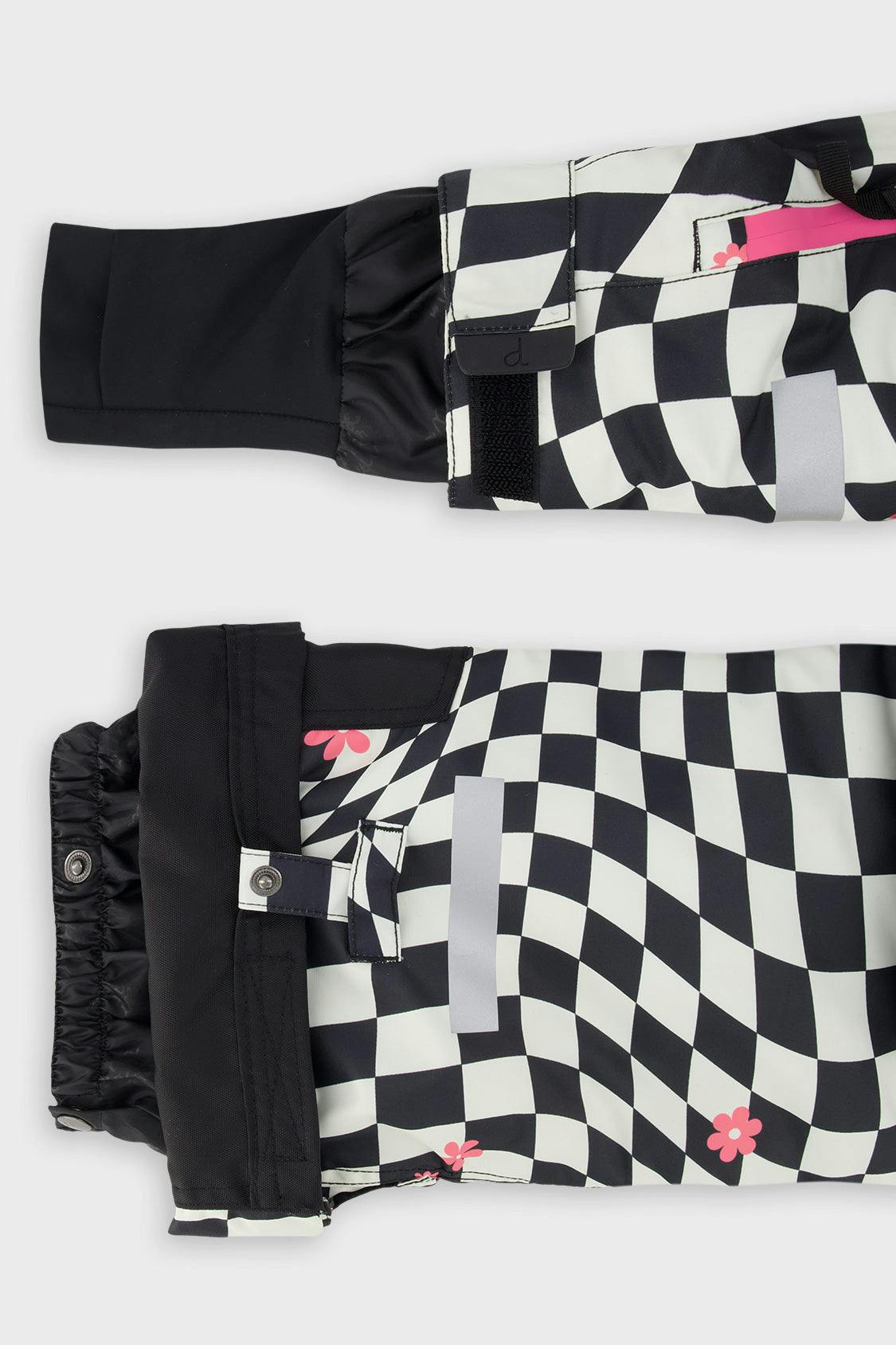 Two Piece Teknik Snowsuit White And Bright Pink Checkered Print