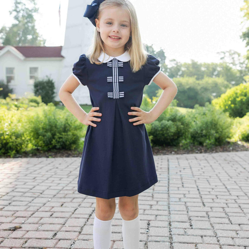 Knit Dress With Stripe Ribbon Bows
