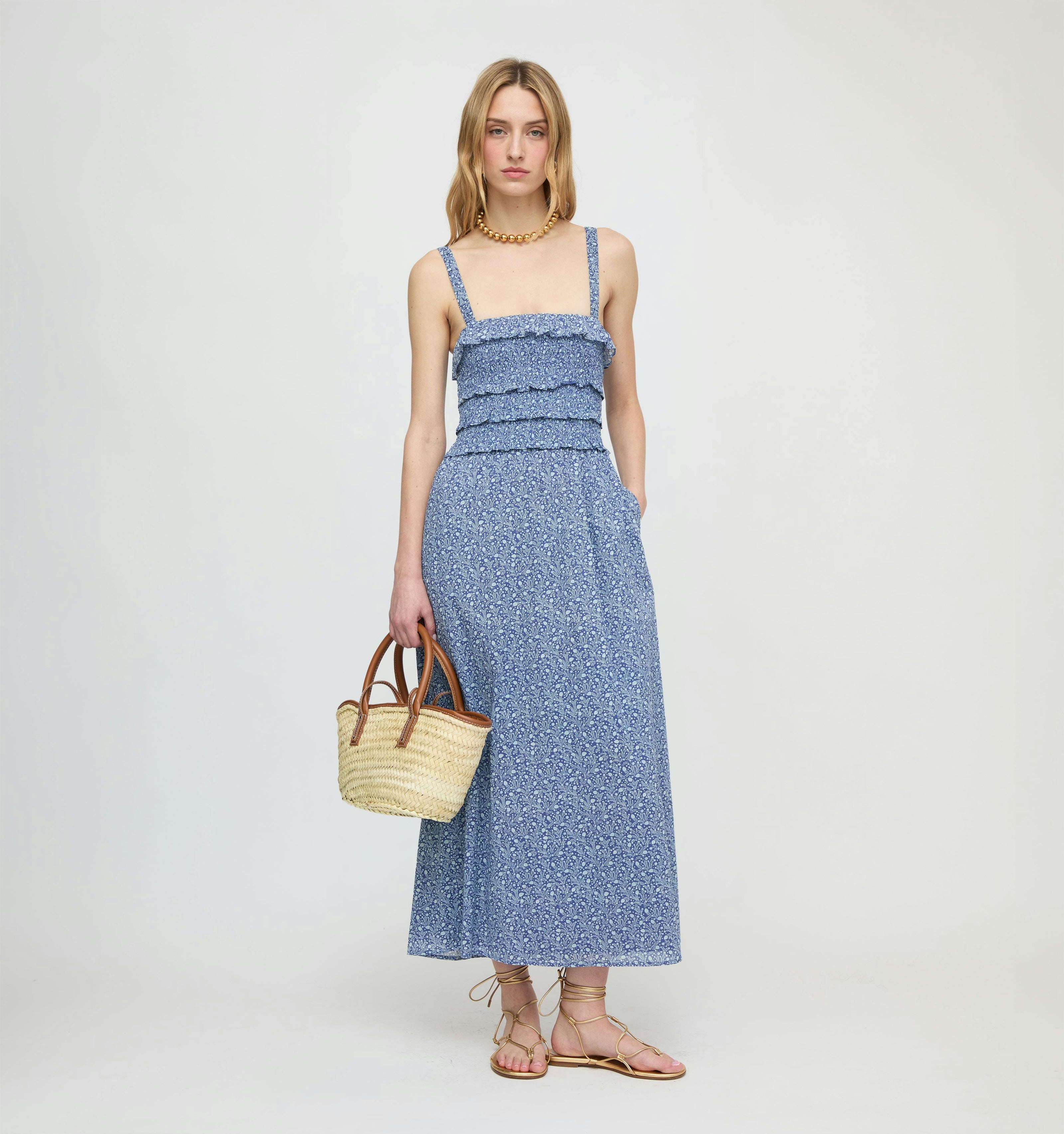 The Analiese Nap Dress - Cornflower Ditsy Thistle