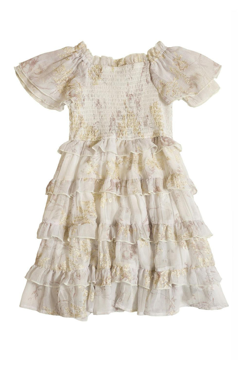 Mini Winnie Dress in Bright White Wispy Wildflower