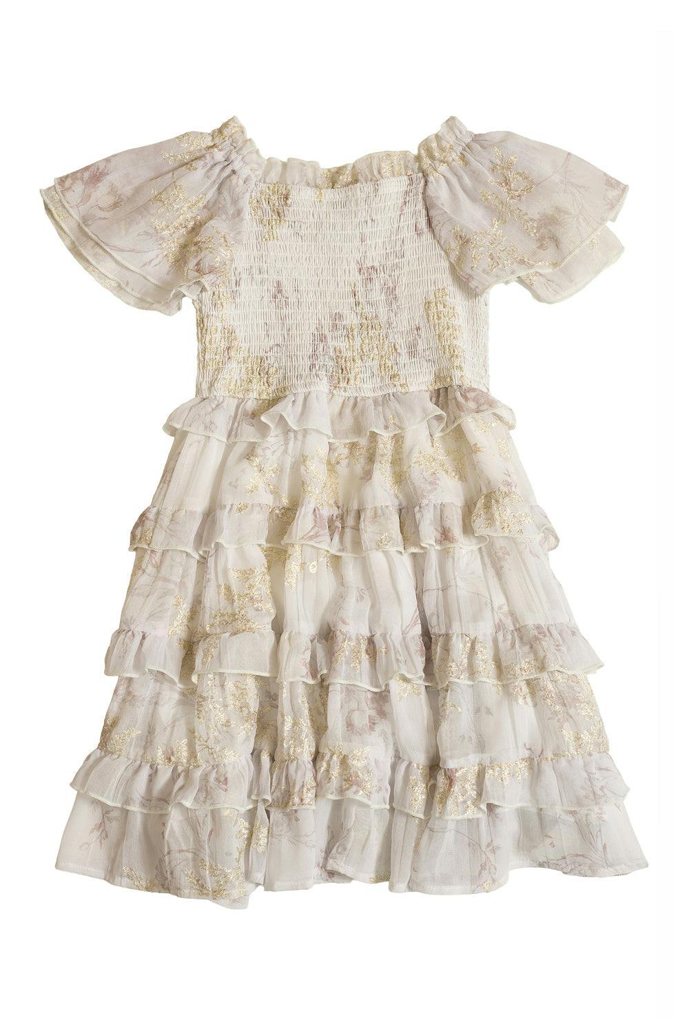 Mini Winnie Dress in Bright White Wispy Wildflower