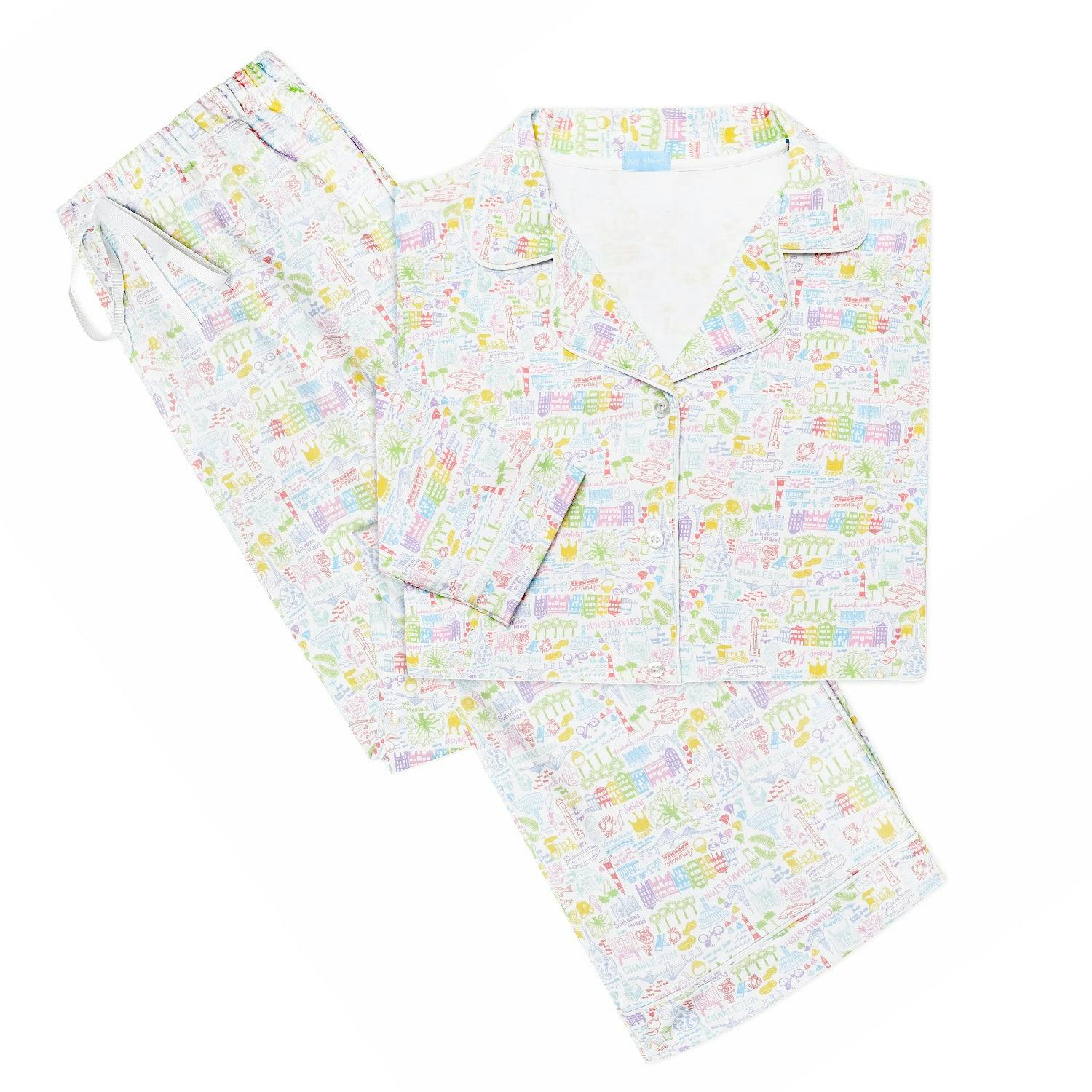 Charleston Women’s Button Front Long Pajama Set