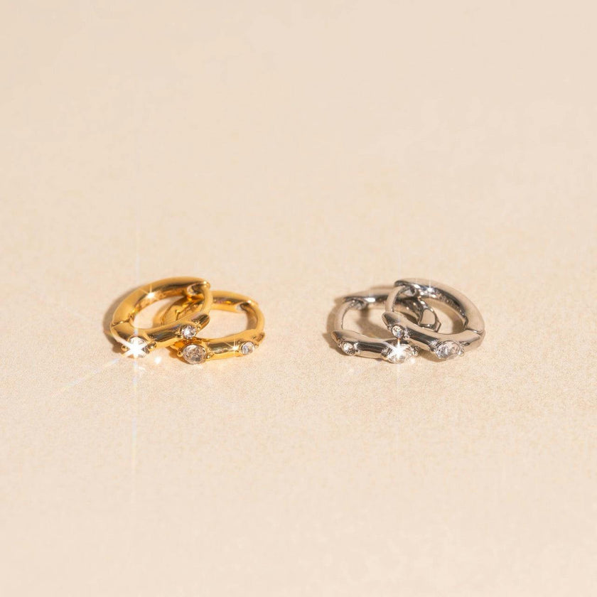 Mini Crystal Rounded Huggie Hoop Earrings