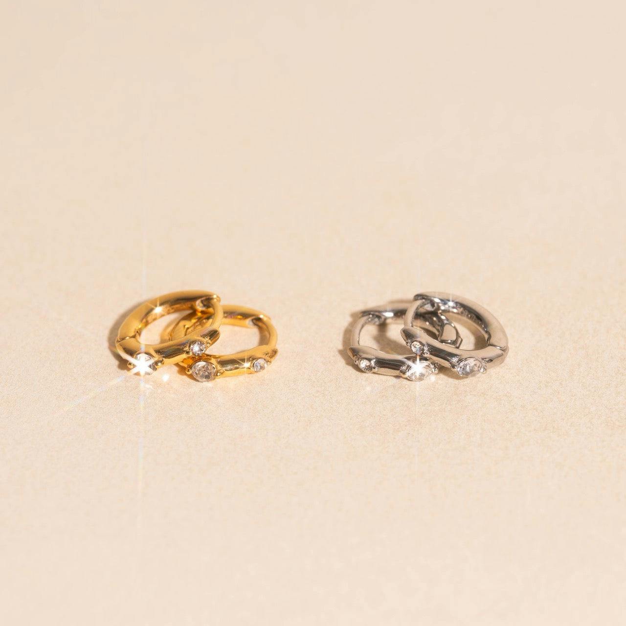 Mini Crystal Rounded Huggie Hoop Earrings