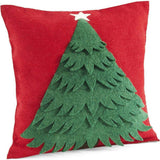 Handmade Christmas Pillow Hand Felted Wool - Tree Red - 20" / 14" Arcadia Home