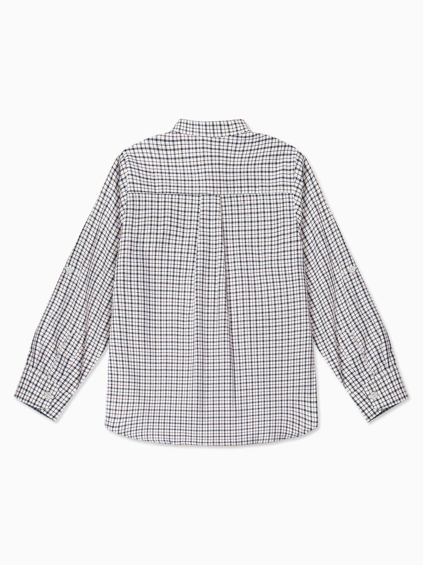 Burgundy Check Mateo Long Sleeve Boy Shirt