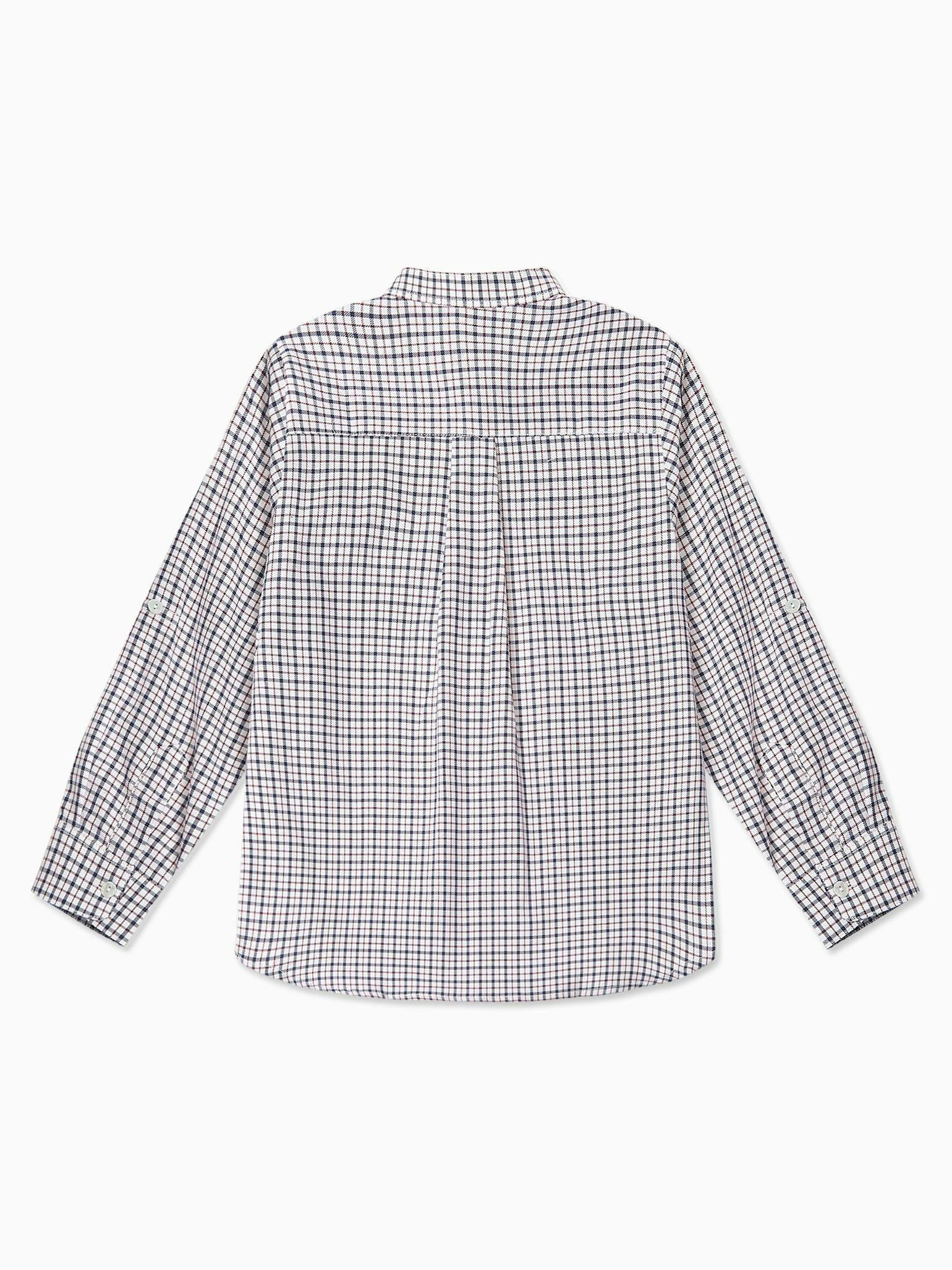 Burgundy Check Mateo Long Sleeve Boy Shirt
