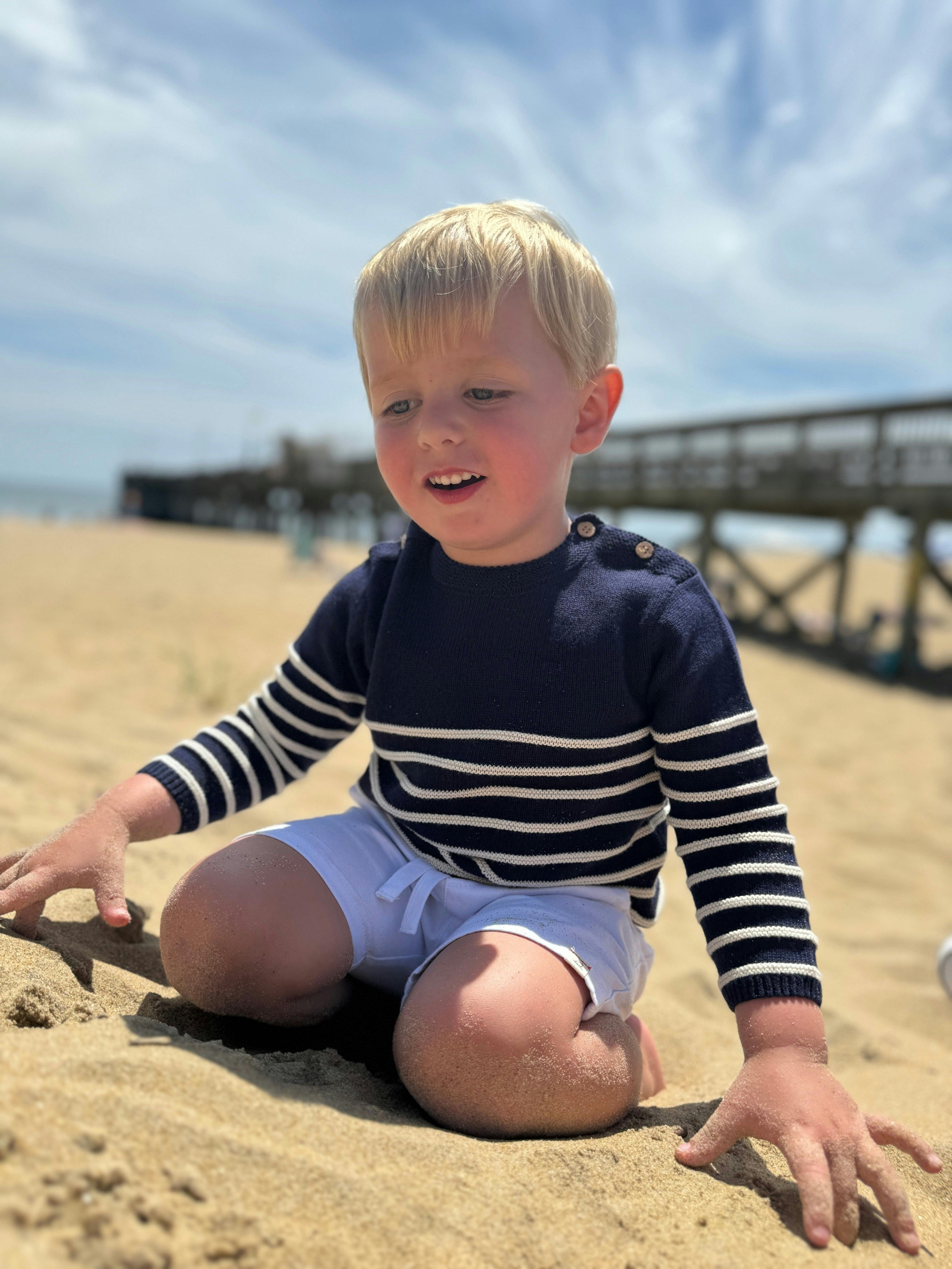 BRETON Navy/Cream Striped Baby Sweater