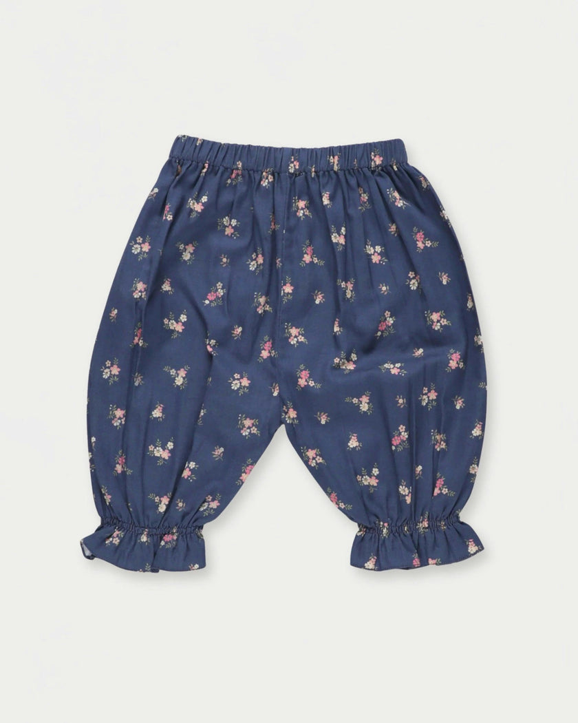 Poppy Baby Bloomer Trousers - Ditsy Bouquet Navy